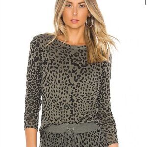 Chaser Leopard Print Long Sleeve Fitted T-shirt Small